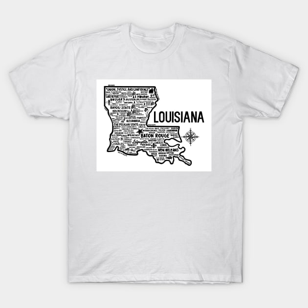 Louisiana Map T-Shirt by fiberandgloss